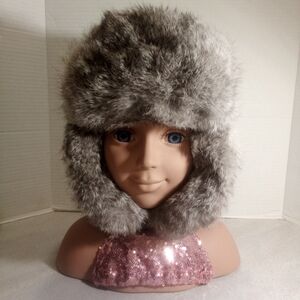Paul Leinburd Crow Aviator Rabbit Fur Trim Hat